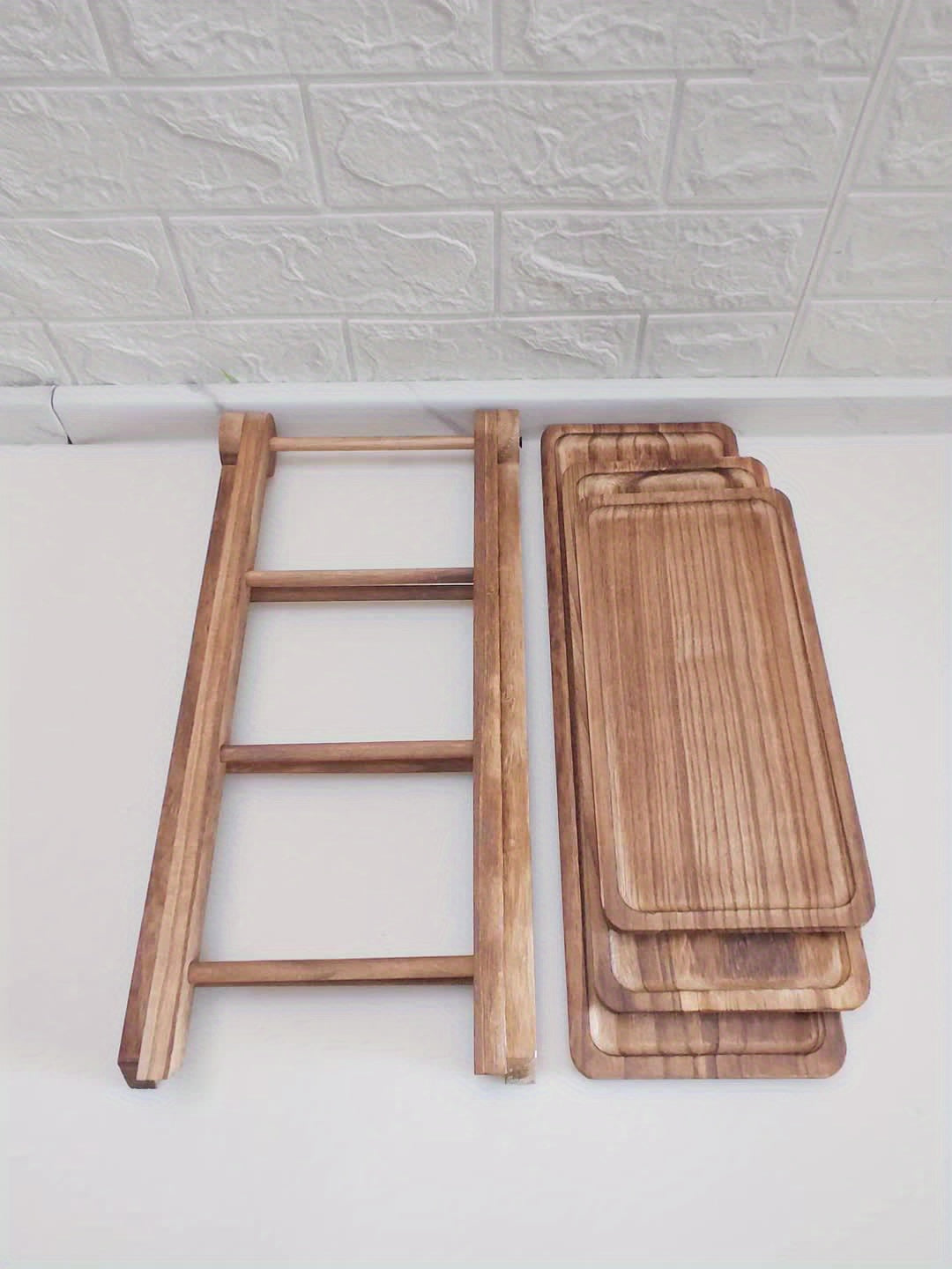 1-Tier Rustic Wooden Tray Rack - Versatile 3-Tier