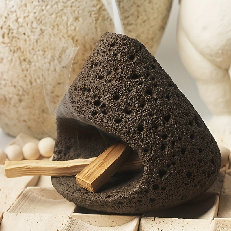 Crystal-Enhanced Cement Incense Burner with Sage & Palo Santo