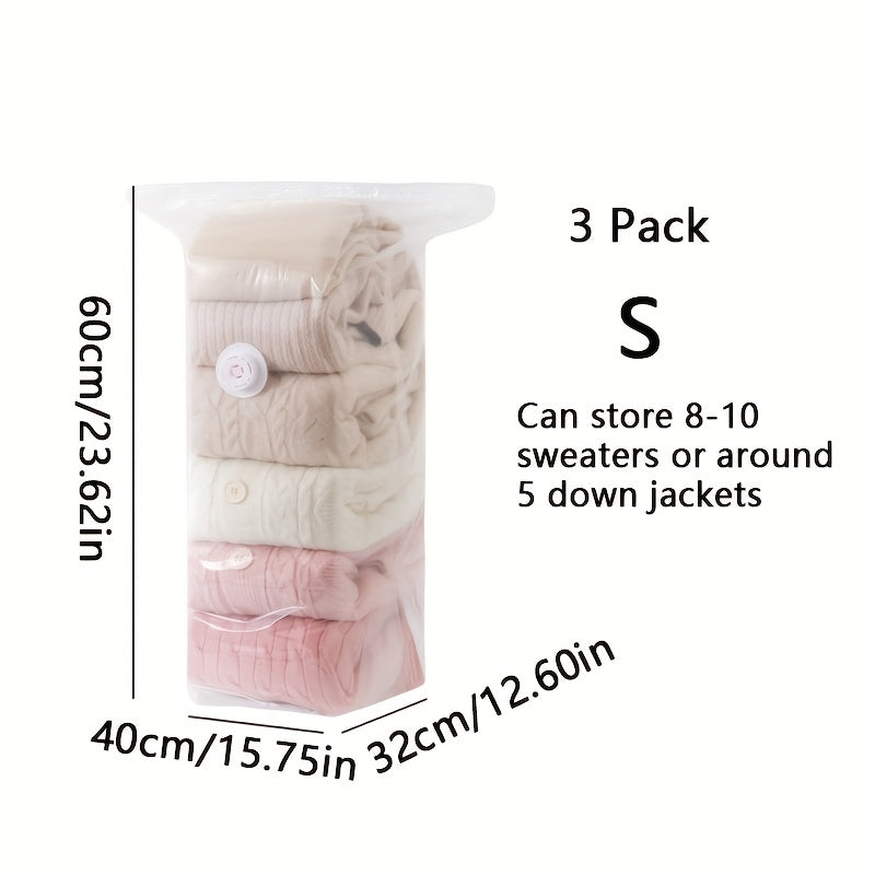 [3pcs Space Saver Storage Bags] 3pcs DYWMM Space Saver Vacuum Compression Storage Bags | 80% More Efficient for Quilts, Blankets, Bedding, Clothes, Pillows & More | Plastic, No Electricity Needed, Large Capacity Storage Solution, Clothes Organizer Storage