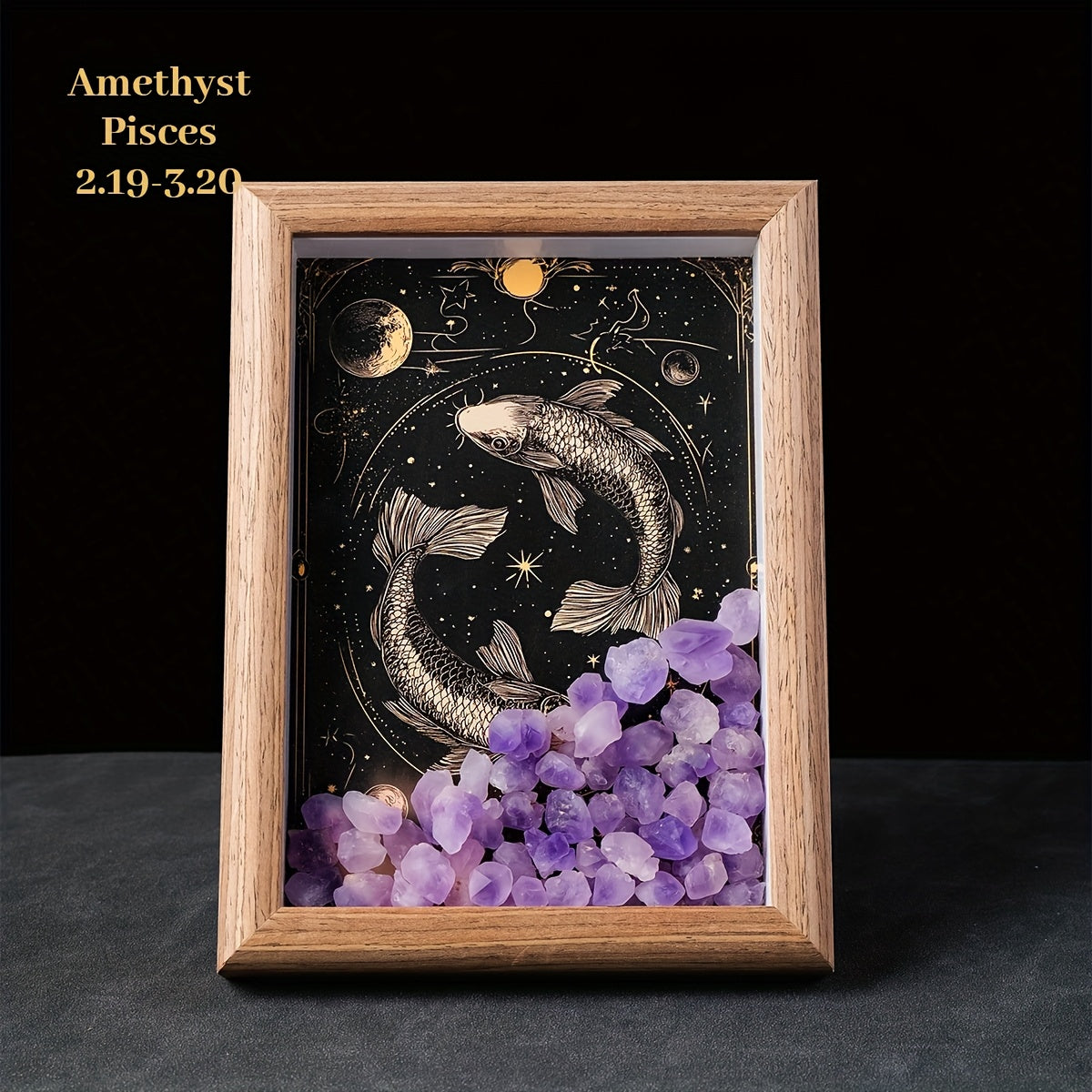 1pc Natural Crushed Stone Zodiac Signs Photo Frame Crystal Crafts for Home Decoration Home Desktop Decoration Housewarming Birthday Christmas Gift