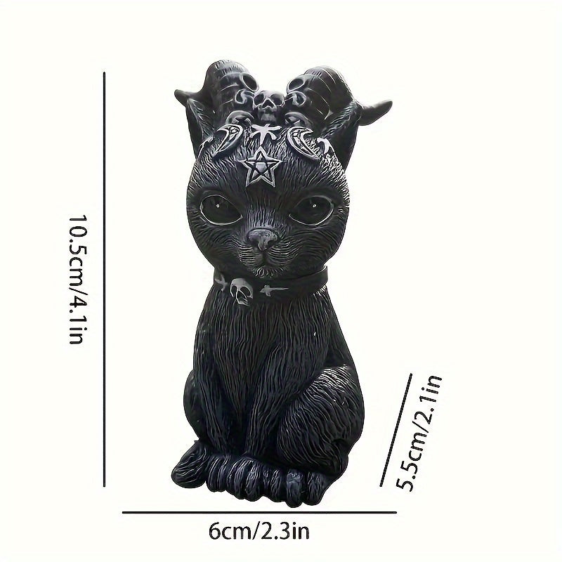 1pc, Exquisite Winged Occult Cat Figurine - Poly Resin Decorative Figurine with Mysterious Design - Ideal for Home Room Decor, Desk, Garden, and Room Decoration Supplies