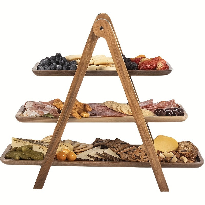 3-Tier Wooden Tray, Acacia Hardwood