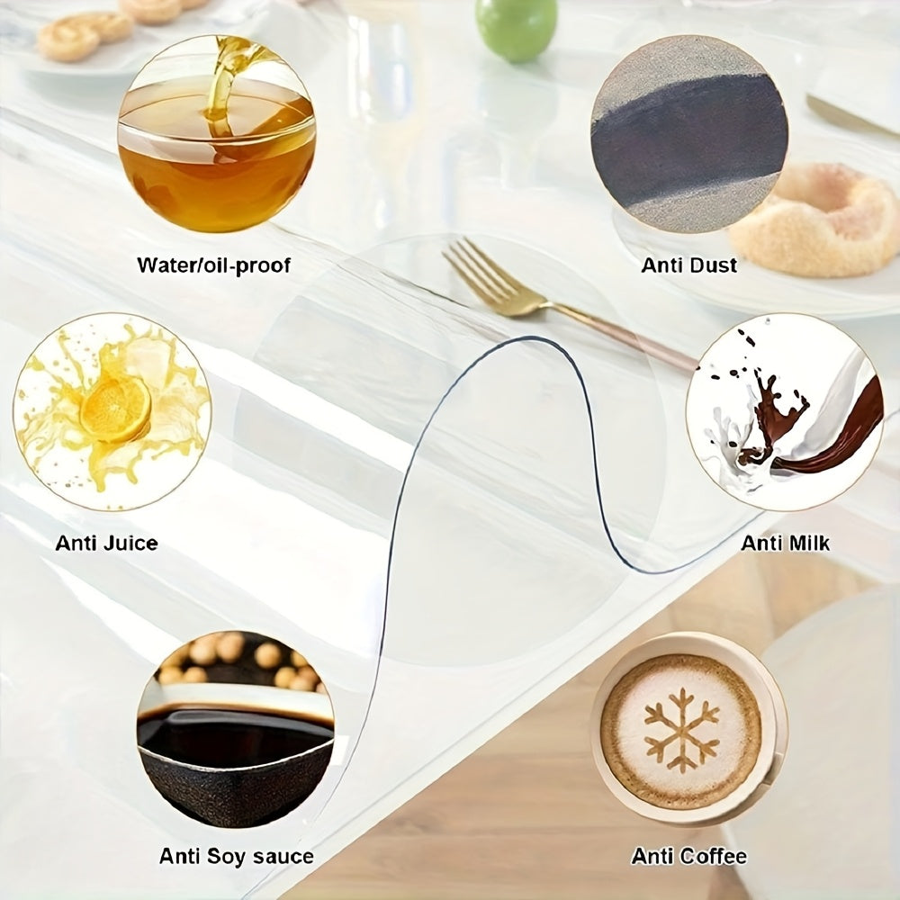 1pc Luxury Transparent Tablecloth - 1.0mm Thick PVC, Scratch & Heat Resistant, Protective Film for Dining & Coffee Tables - Ideal for Home, Office, Hotel Use - Elegant Square Design, Tablecloth