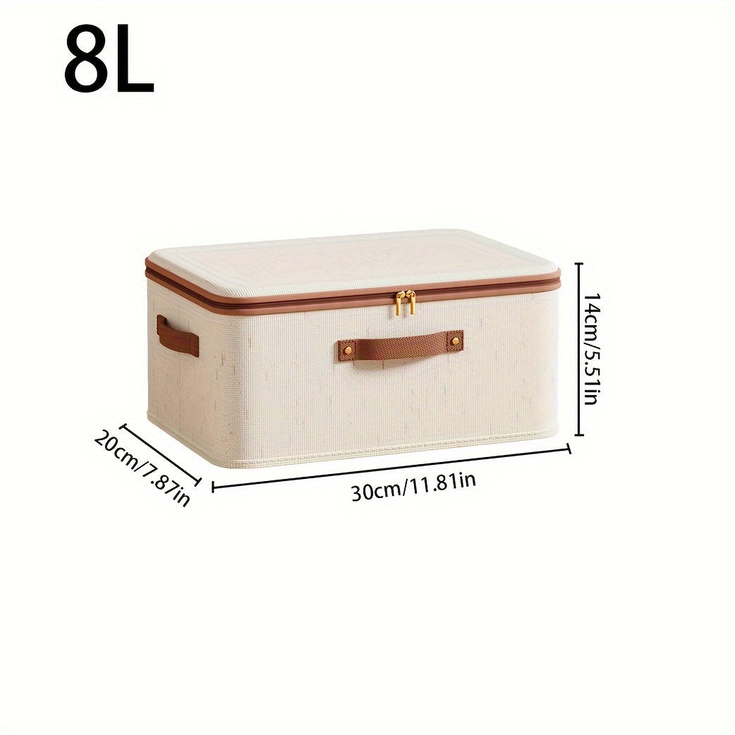 Linen Zipper Quilt Storage Bins with Lids, linen Fabric