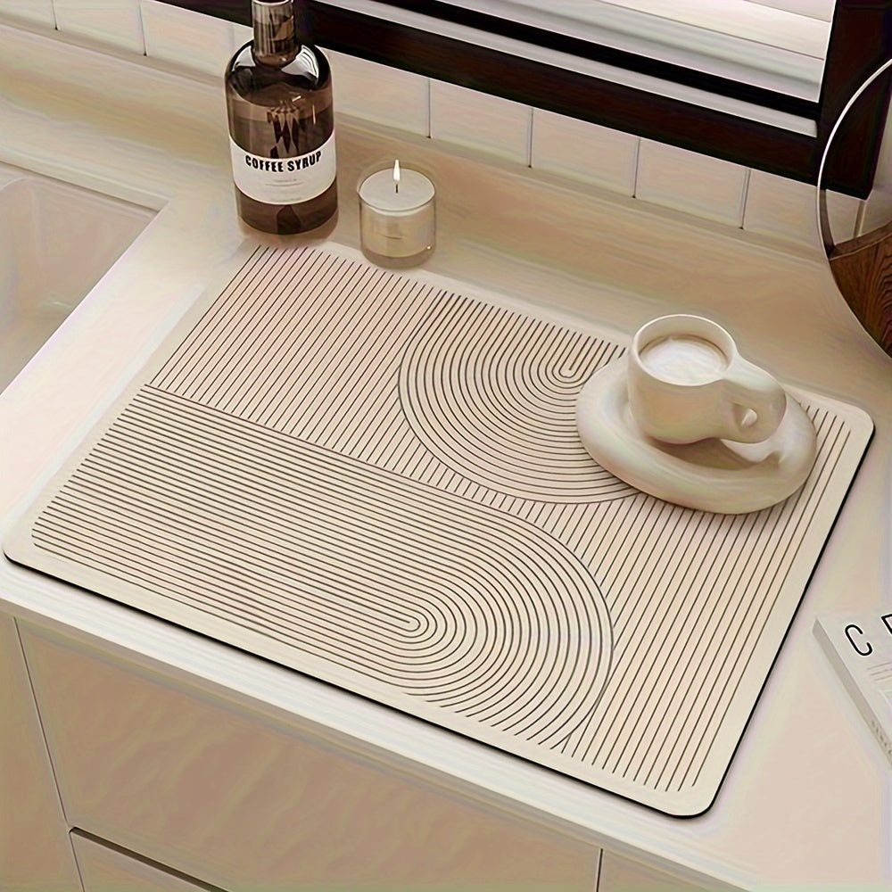 1pc Geometric Soft Diatomal Technology Cloth Drying Mat - Super Absorbent, Anti-Slip, Wear-Resistant, and Easy to Clean - Perfect for Coffee Machine, Patio Table, and Kitchen Countertop Decoration, Household Supplies