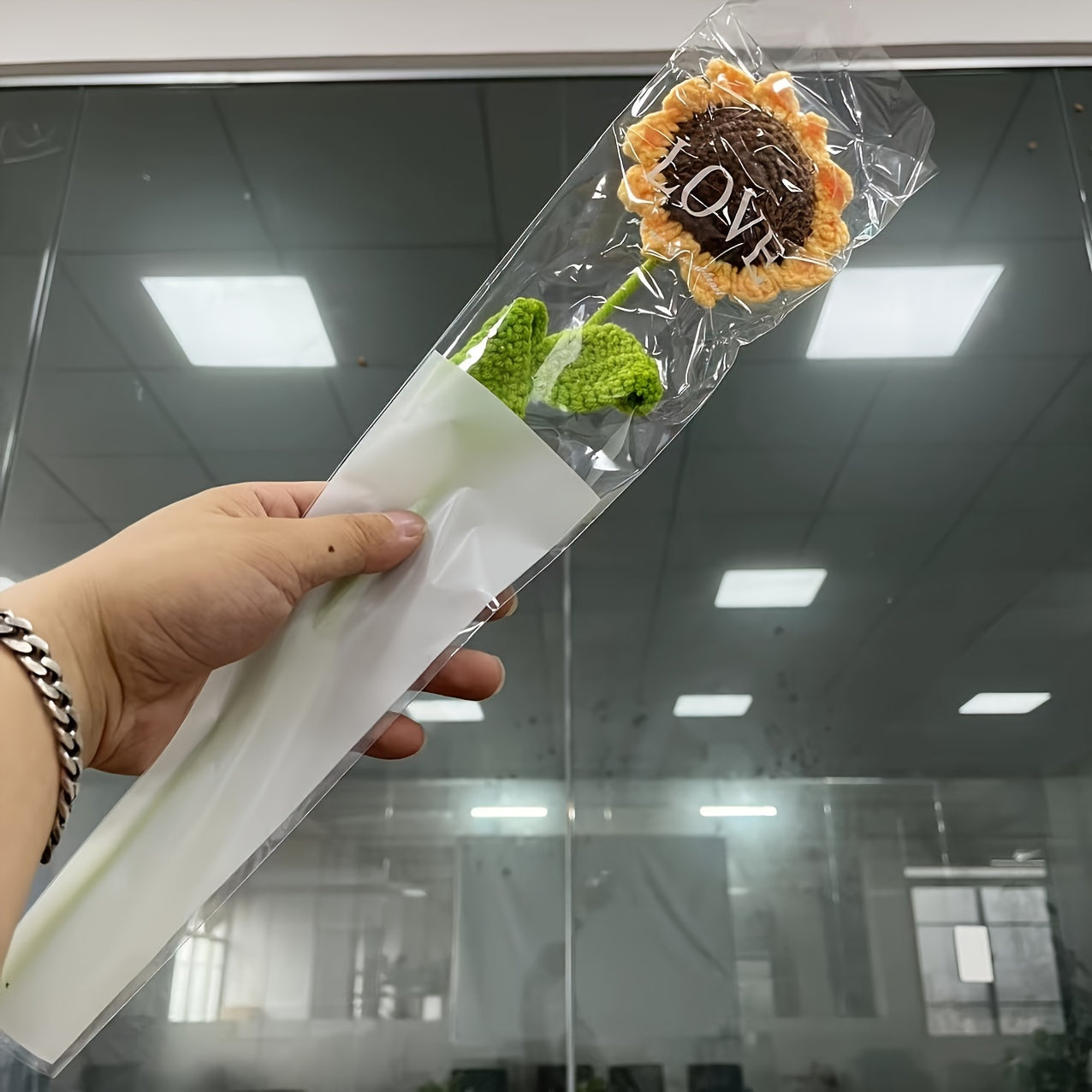 [Handmade Crochet Bouquet] Handmade 1pc Crochet Sunflower Bouquet | Textile Yarn Knitted Flowers, Art and Crafts, Ideal for Graduation, Home Decor, and Festive Arrangements, Christmas Present, Yarn, Available In 1/3pcs, Perfect for Room Decor