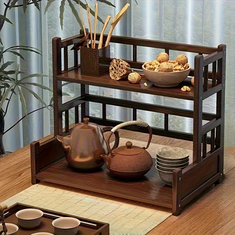 Elegant Bamboo and Wood Desktop Gap Shelf