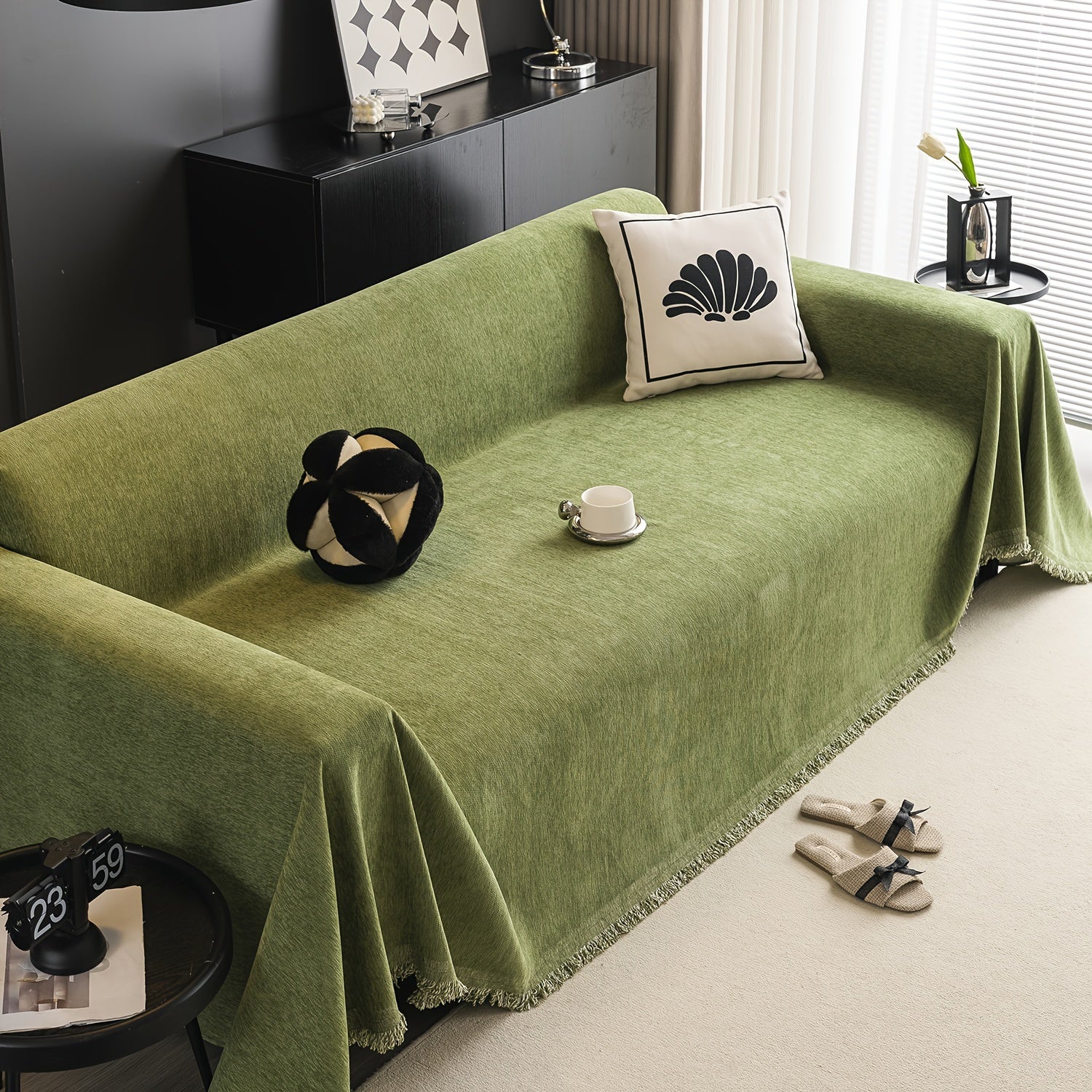 1pc Pet-Friendly Sofa Cover - Washable, Modern Gray Chenille Slipcover for 3-4 Cushion Sofas, Sectional Couch Protector for Living Room Furniture, Petfriendly Design, Sofa Protection Cover