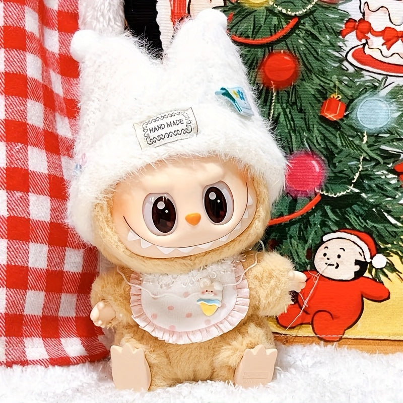 17cm/10cm Doll Clothes Fashionable and Cute Dress-up Clothes for Labubu DIY Doll Accessories, Hats&Bibs, A Complete Set of Clothes, Labubu clothes. Labubu doll outfits(no dolls)
