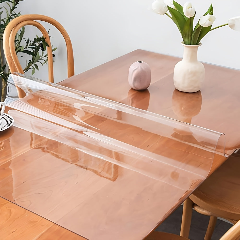 1pc Luxury Transparent Tablecloth - 1.0mm Thick PVC, Scratch & Heat Resistant, Protective Film for Dining & Coffee Tables - Ideal for Home, Office, Hotel Use - Elegant Square Design, Tablecloth