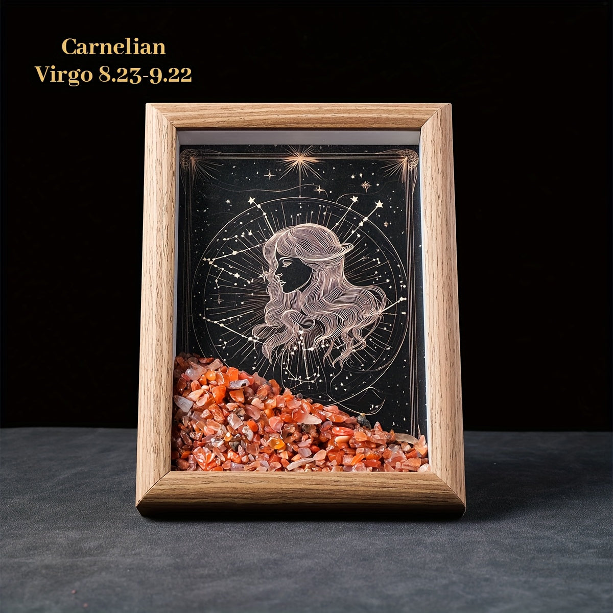 1pc Natural Crushed Stone Zodiac Signs Photo Frame Crystal Crafts for Home Decoration Home Desktop Decoration Housewarming Birthday Christmas Gift