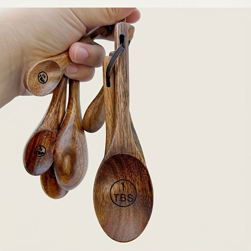 4pcs Natural Wooden Measuring Spoons