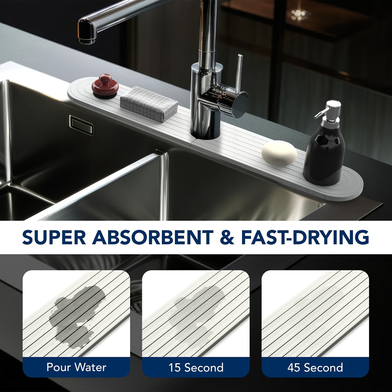 Two-piece combination silicone mudstone faucet mat