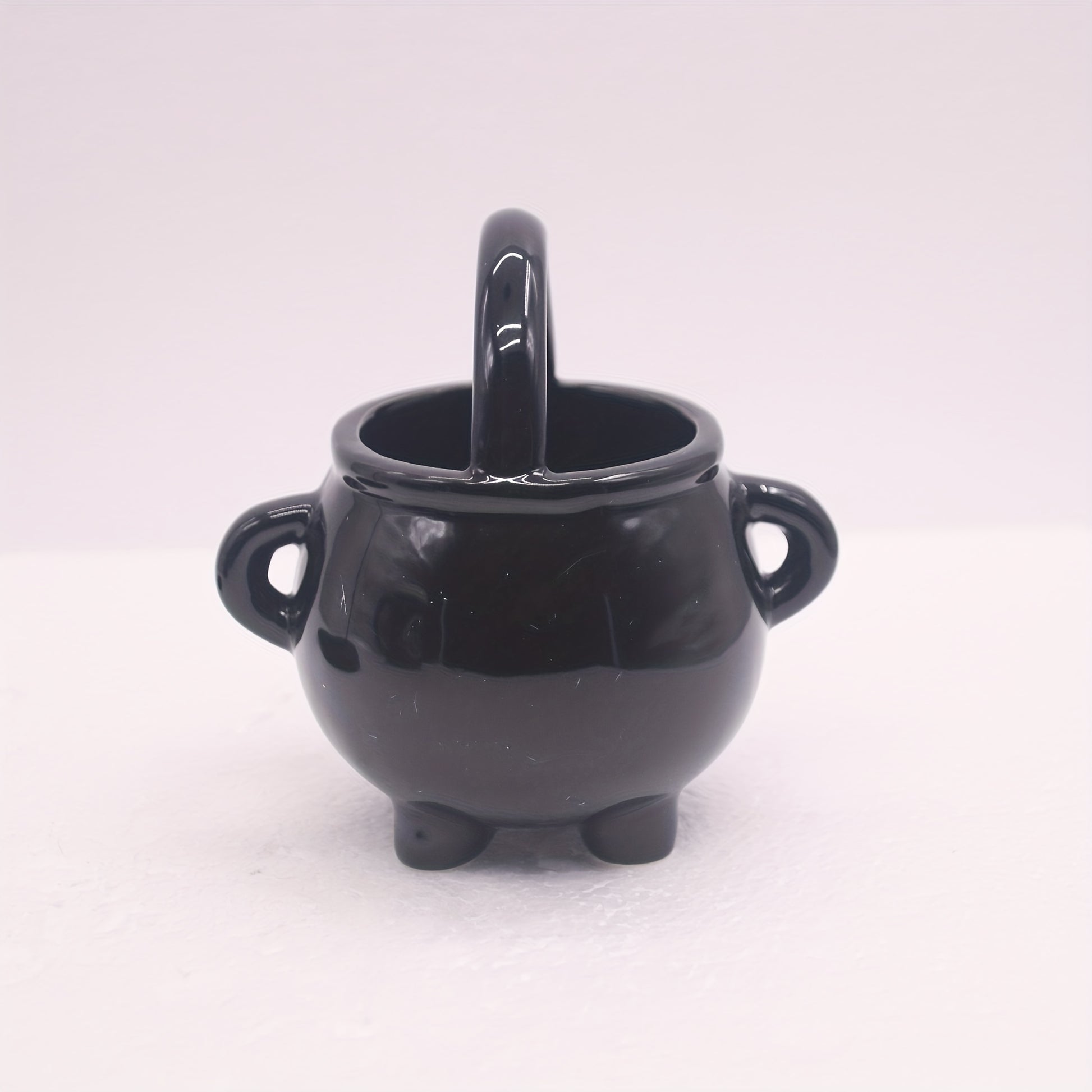 1pc Black Ceramic Witch's Cauldron Oil Burner - Essential Oil & Wax Melt Diffuser with Tealight Candle Holder for Home Decor, No Incense Included