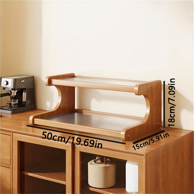 1pc Wooden Office Desk Organizer Shelf - Multi-Tier