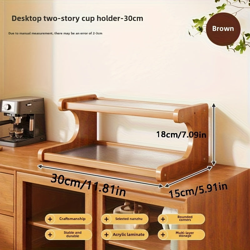 1pc Wooden Office Desk Organizer Shelf - Multi-Tier