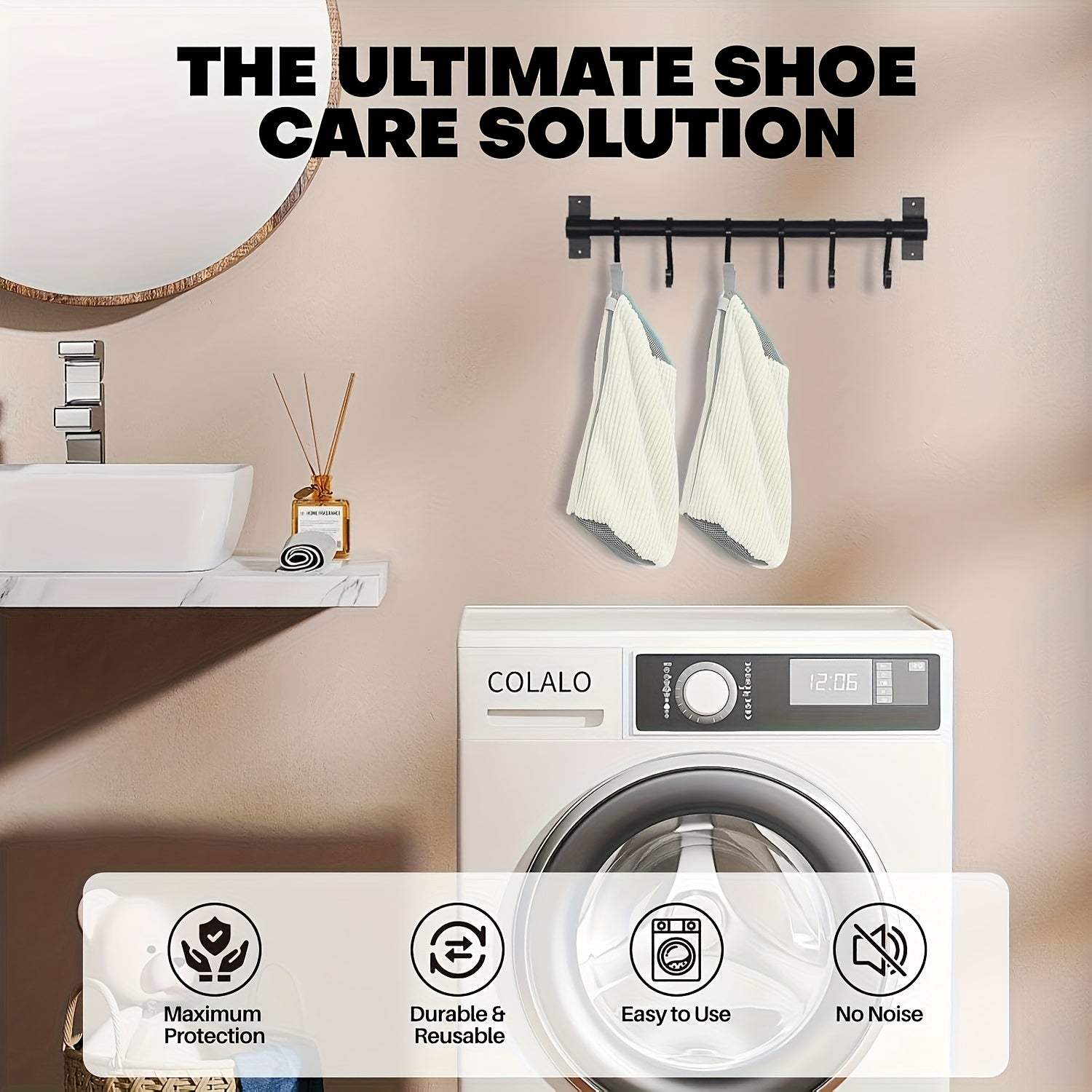 360° Deep Cleaning Shoe Washing Machine Bag: Washing Machine and Dryer Laundry Shoe Bag - Reusable Shoe Cleaning Bag, Suitable for Sports Shoes and Tennis Shoes, Stain-Free Cleaning Set, Size 39cm*19cm Fits Most Shoe Sizes and Types, Durable Invisible Zip