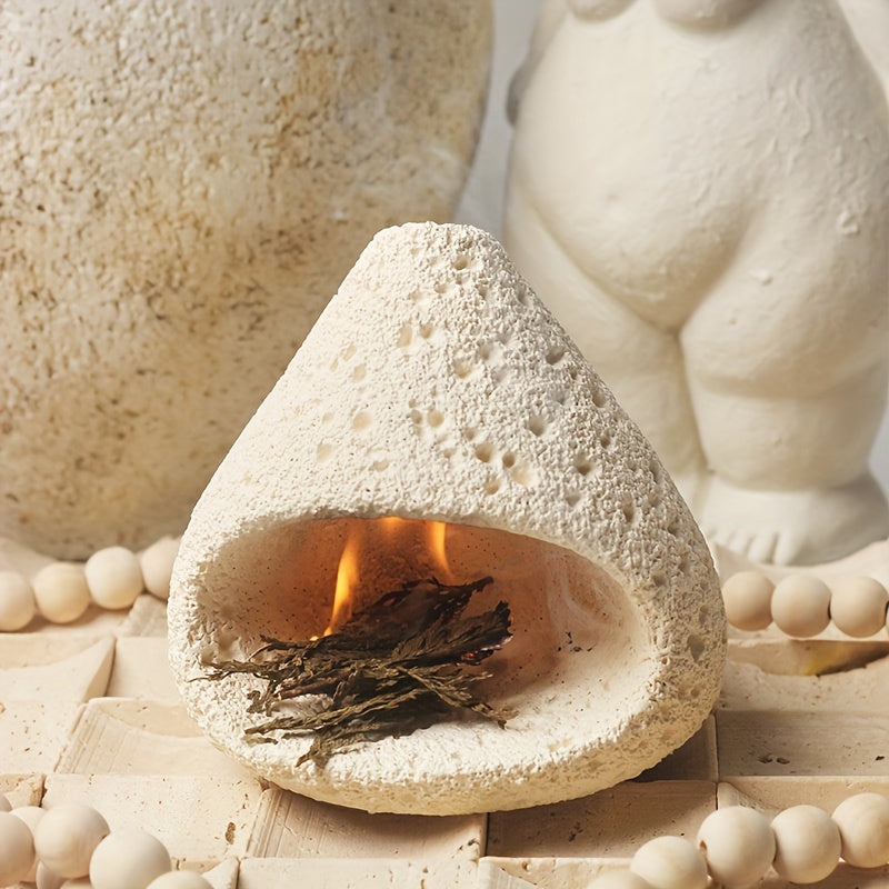 Crystal-Enhanced Cement Incense Burner with Sage & Palo Santo