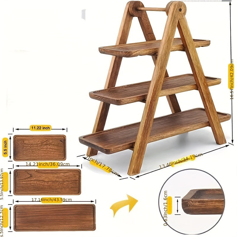 3-Tier Wooden Tray, Acacia Hardwood
