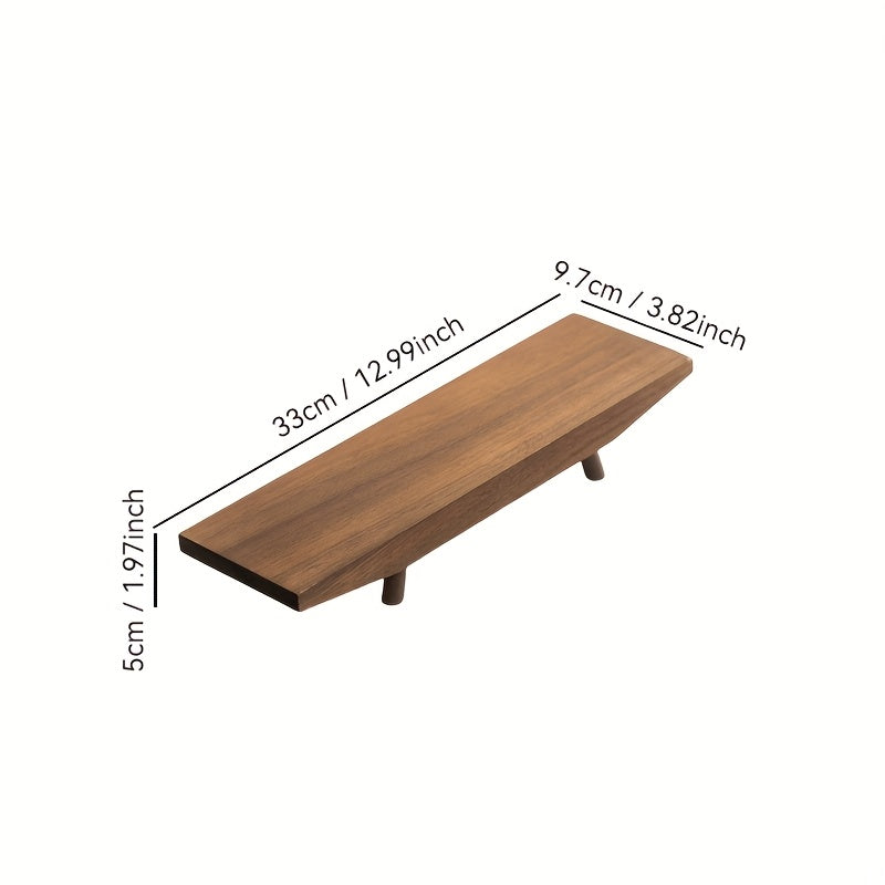 1pc Solid Camphor Wood 2-Tier Decorative Tray