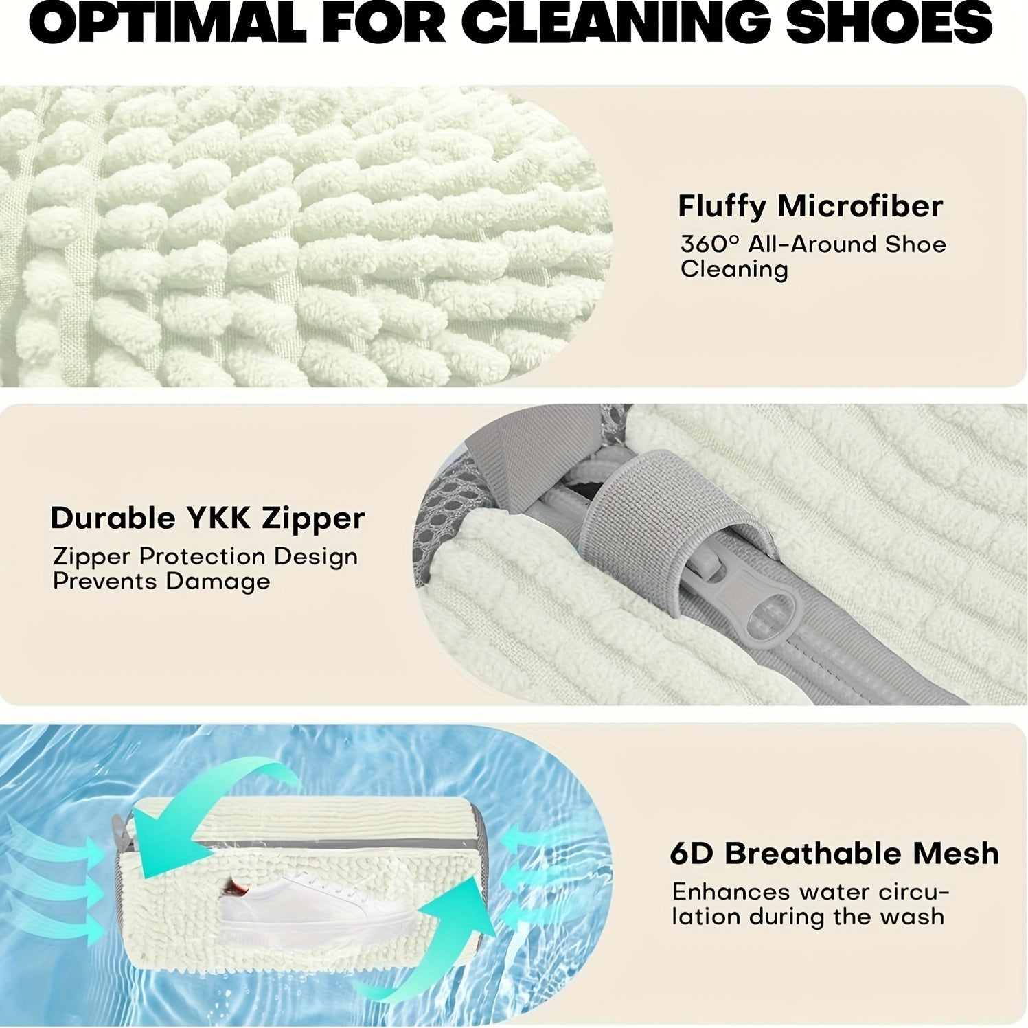 360° Deep Cleaning Shoe Washing Machine Bag: Washing Machine and Dryer Laundry Shoe Bag - Reusable Shoe Cleaning Bag, Suitable for Sports Shoes and Tennis Shoes, Stain-Free Cleaning Set, Size 39cm*19cm Fits Most Shoe Sizes and Types, Durable Invisible Zip