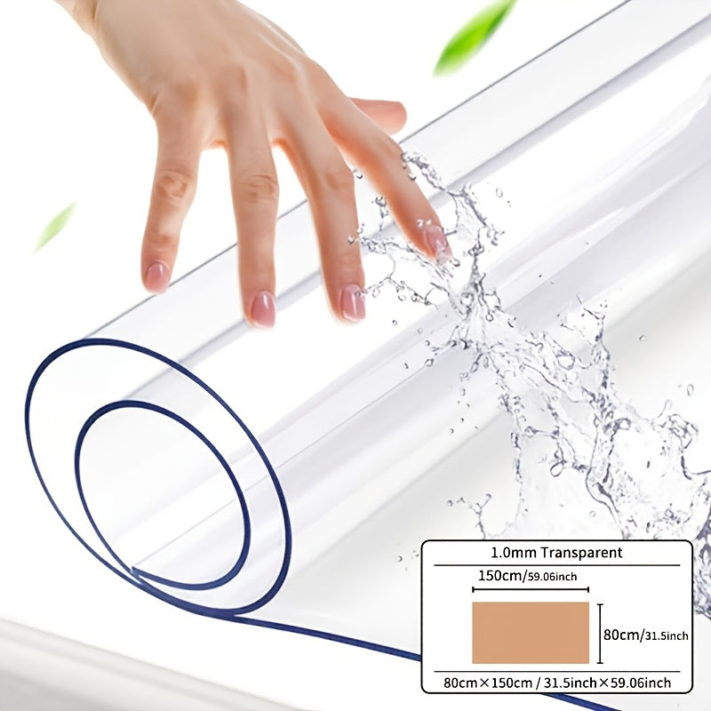 1pc Luxury Transparent Tablecloth - 1.0mm Thick PVC, Scratch & Heat Resistant, Protective Film for Dining & Coffee Tables - Ideal for Home, Office, Hotel Use - Elegant Square Design, Tablecloth