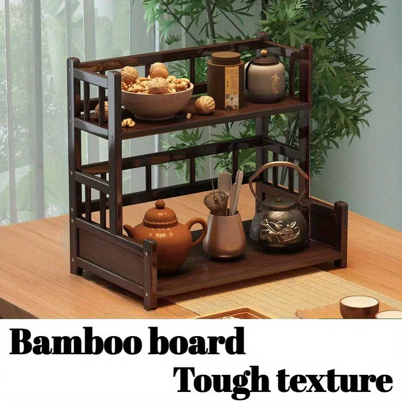 Elegant Bamboo and Wood Desktop Gap Shelf