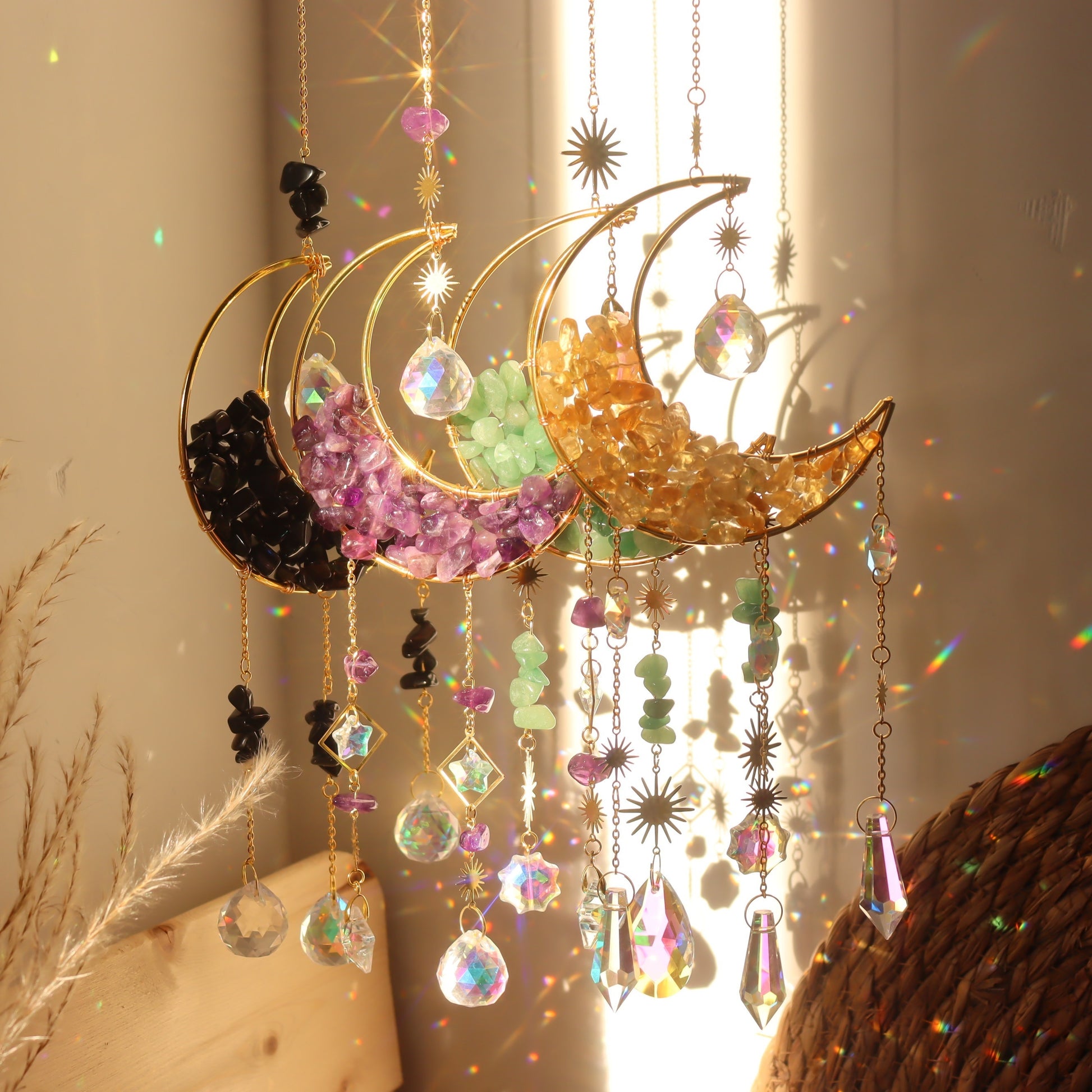 1/7pcs Natural Gravel Hourglass Moon Amethyst Powder Crystal Collection: Green Dongling Egg White Obsidian, Yellow Crystal, Sea Blue Gem
