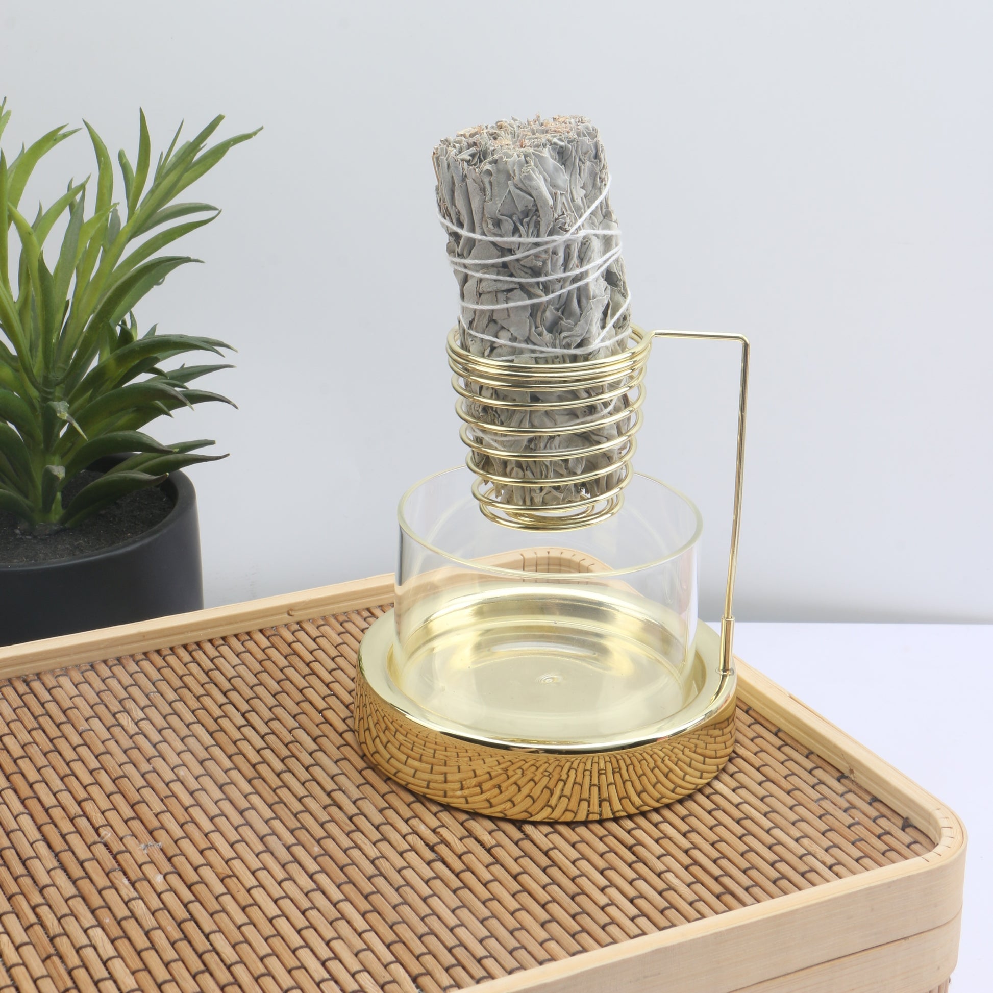 1pc Thick Base Metal Sage Incense Burner with Anti-Slip Pads