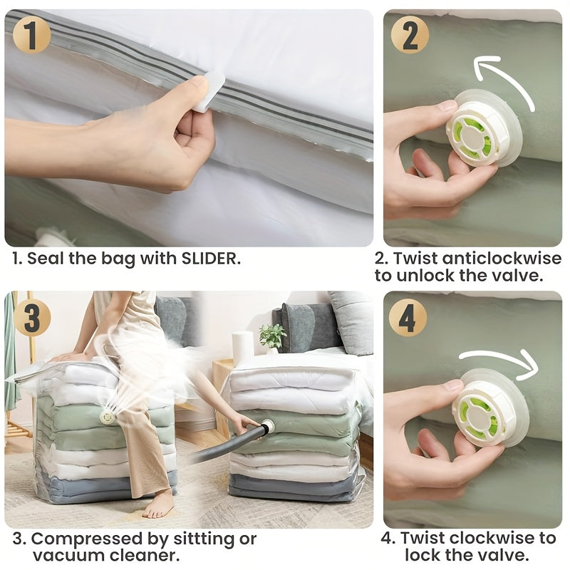 [3pcs Space Saver Storage Bags] 3pcs DYWMM Space Saver Vacuum Compression Storage Bags | 80% More Efficient for Quilts, Blankets, Bedding, Clothes, Pillows & More | Plastic, No Electricity Needed, Large Capacity Storage Solution, Clothes Organizer Storage