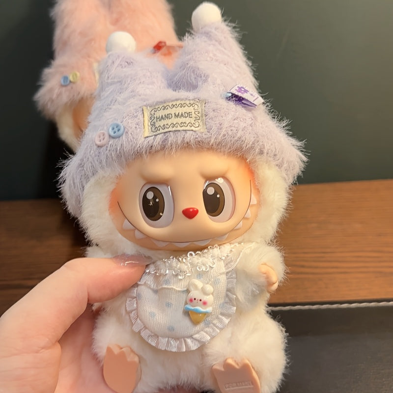17cm/10cm Doll Clothes Fashionable and Cute Dress-up Clothes for Labubu DIY Doll Accessories, Hats&Bibs, A Complete Set of Clothes, Labubu clothes. Labubu doll outfits(no dolls)