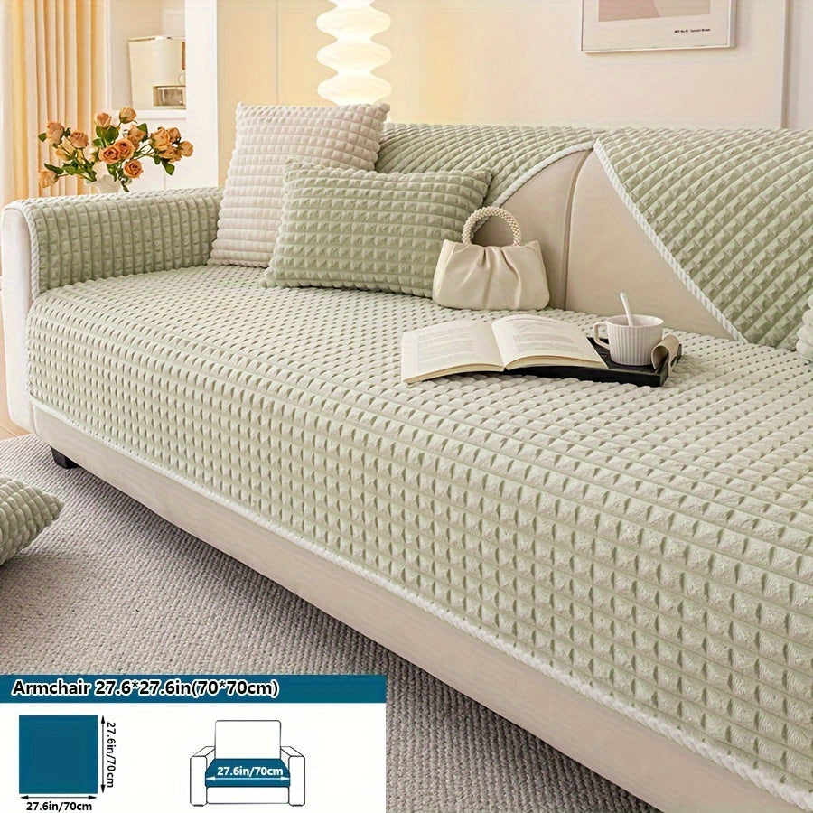 1pc Plush Sofa Cover - Soft, Thick, and Pet-Friendly Couch Protector for All Seasons, Non-Slip Furniture Slipcover for 1 to 4-Seater Sofas, Beige/Light Green/Dark Gray/Black Options, Perfect for Living Room, Bedroom, or Office Decor, Sofa Protection Cover