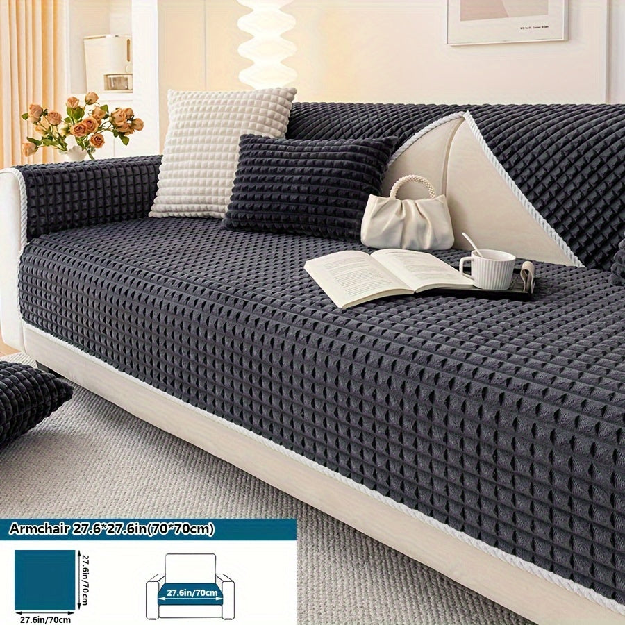 1pc Plush Sofa Cover - Soft, Thick, and Pet-Friendly Couch Protector for All Seasons, Non-Slip Furniture Slipcover for 1 to 4-Seater Sofas, Beige/Light Green/Dark Gray/Black Options, Perfect for Living Room, Bedroom, or Office Decor, Sofa Protection Cover