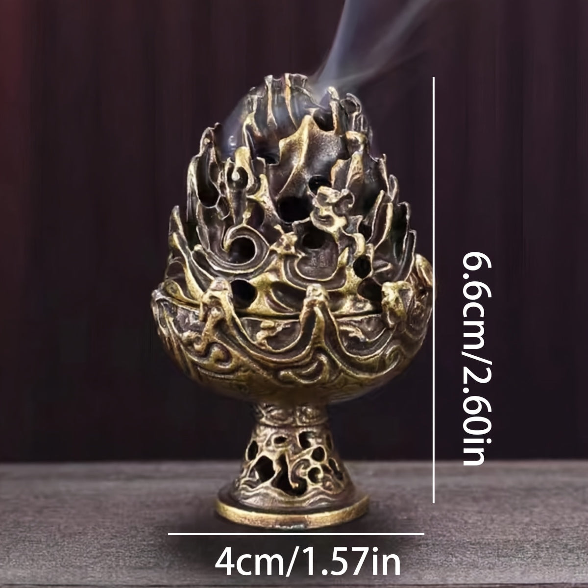 Vintage-Style Mini Boshan Incense Burner - Elegant Copper Alloy with Intricate Dragon & Flame Design, Aromatherapy Home Decor, Perfect for Tea Ceremonies, Gifts, and Traditional Cultural Practices, Incense Holder