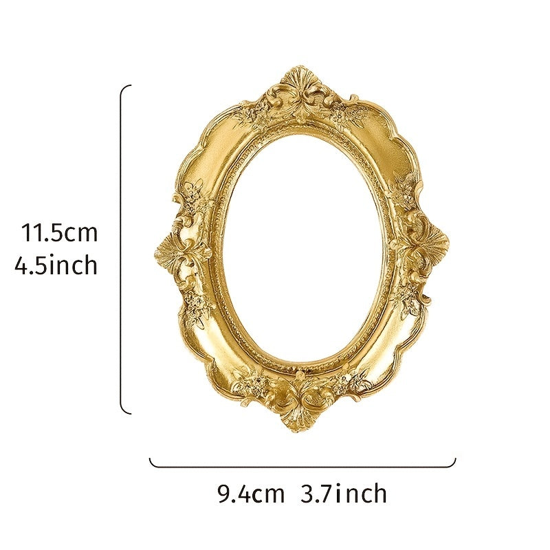 [1pc Elegant Golden Photo Frame] 1pc, Vintage Golden Photo Frame - Elegant Home Decor and Jewelry Display for Desktop Photos