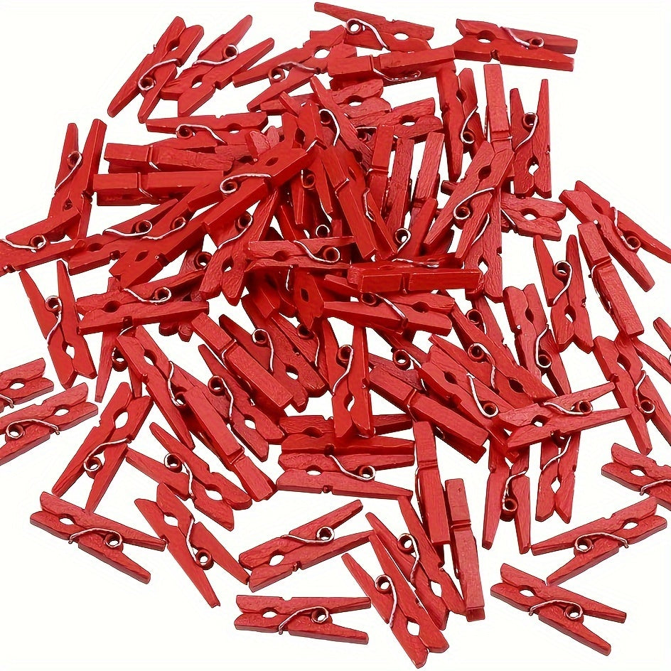 100pcs colorful wooden mini clothes pins for photos, 1 inch (2.5cm) multi - color decorative, reusable and space saving. suitable for photos, crafts & DIY projects, home & kitchen decoration, Valentine ' s Day photo frame clip for decoration