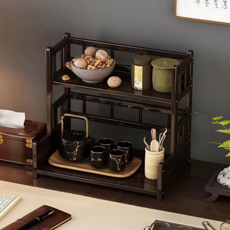 Elegant Bamboo and Wood Desktop Gap Shelf