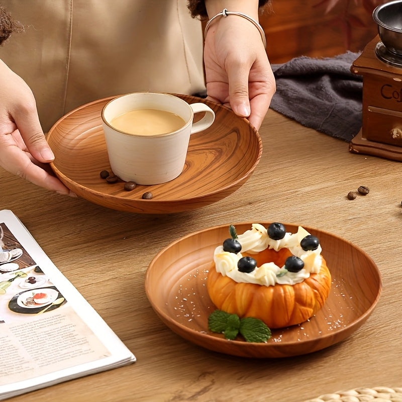 5pcs,10pcs,Wood Grain Color Dinner Plates, Thickened Plastic Dinner Plates, Salad Plate Bread Sandwich Plate, Breakfast Tray, Home Restaurant Dinner Plate Set, Main Course Noodle Pasta Rice Plate, Serving Tray, Party and Outdoor Camping Tray