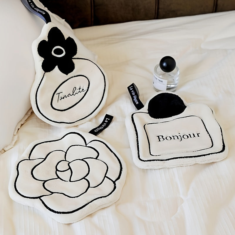 [Ultra Absorbent] Camellia Flower Kitchen Hand Towels | 3pcs | Coral Fleece | Ultra Absorbent & Lint-Free | Kitchen Towels | Modern Black & White Design | Hanging Loop