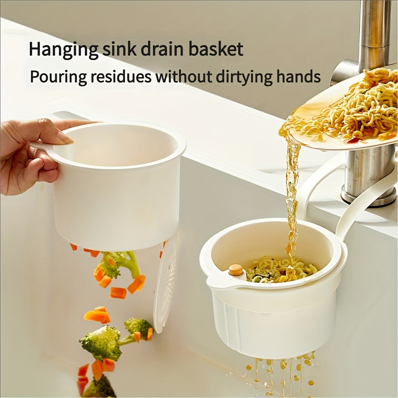 [1-Pack Multi-Function Filter] 1-Pack Multi-Function Hanging Filter Sink Basket | Durable Plastic, Spacesaving Design, Sturdy Construction, Push-Button Drainage & Storage, Separate Filter Design, One-Second Installation for Kitchen & Bathroom Organization