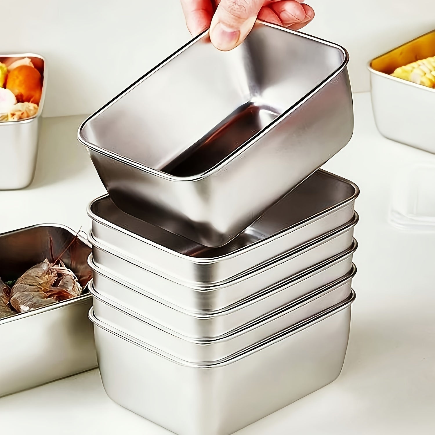 [Stainless Steel Storage Containers] 7pcs Leakproof Stainless Steel Food Storage Containers - Flip-Top Lids, Stackable for Outdoor Camping, Family Gatherings, Office & School