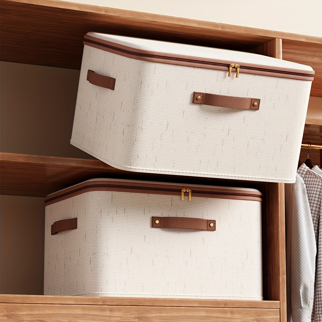 Linen Zipper Quilt Storage Bins with Lids, linen Fabric