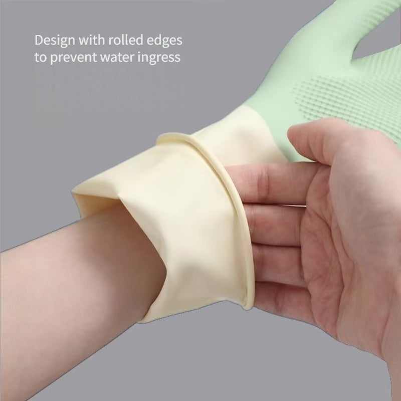 3 Pairs of Thick, Waterproof Latex Kitchen Gloves - Beige & Mint Green, Non-Slip Grip for Dishwashing, Cleaning, and Household Chores, Material, Perfect for Kitchens, Bathrooms, and Living Areas, Cleaning Gloves | Ergonomic Gloves | Durable Rubber Gloves,