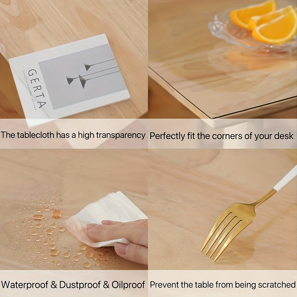 1pc Luxury Transparent Tablecloth - 1.0mm Thick PVC, Scratch & Heat Resistant, Protective Film for Dining & Coffee Tables - Ideal for Home, Office, Hotel Use - Elegant Square Design, Tablecloth