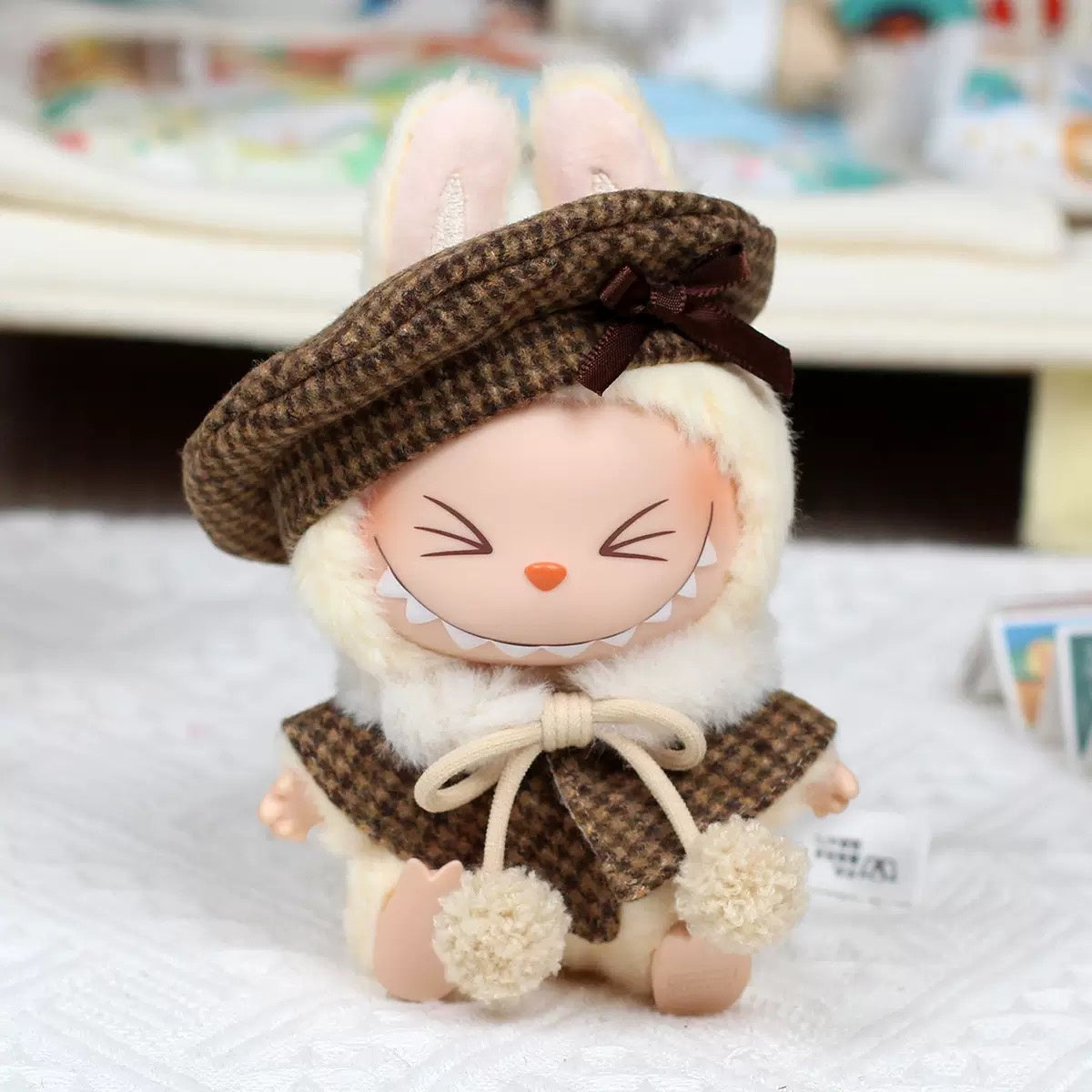 Labubu Fashion Clothes Set for Doll(NO Doll), Handcrafted Crochet 3pcs Set, Cute Clothes, Bag, Hat, DIY Stylish Fun Labubu Clothes Accessories for Daughter Birthdays, Anniversary Holiday Gifts