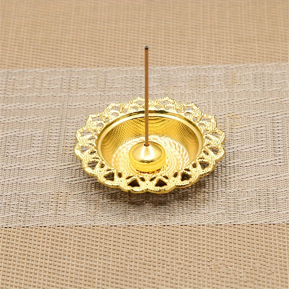 [Vintage Metal Incense Catcher Bowl] 1 Set, Metal Incense Burner, Vintage Arabic Golden Burner Catcher Holder, Incense Backflow Burner Holder Ornaments, Incense Candle Holder Ash Catcher Bowl, Desktop Miniature, Home Decor, Room Decor, Tabletop Decor, Cre