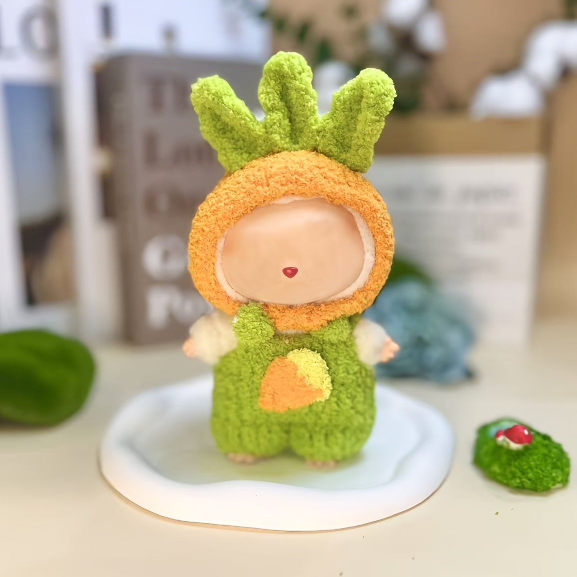 [Cute Labubu 17cm] Labubu Doll Clothing Set, Cute 17cm Carrot Clothes with Headset | Suitable for All LabubuV1/V2/V3 (Chloe Only), Doll Not Included