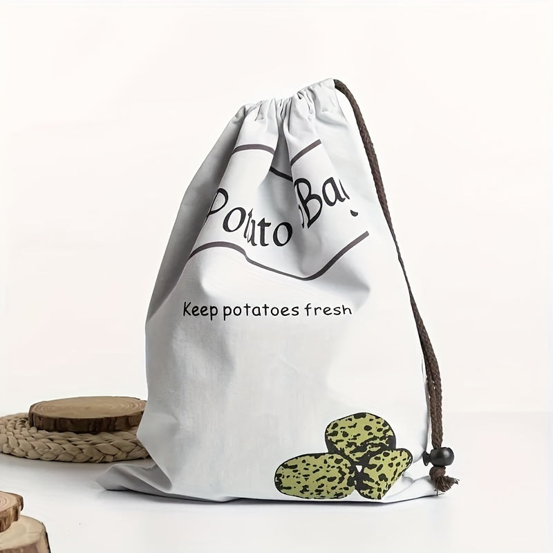 1pc Reusable Canvas Vegetable Storage Bag - Durable Square Fresh-Keeping Bags, Suitable for Potatoes and Onions, Anti-Sprouting Kitchen Organizer