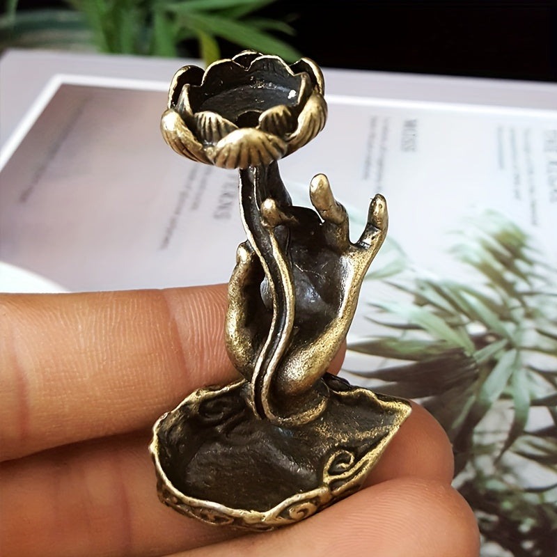 1pc, Buddha Hand Lotus Incense Holder, Incense Burner, Craft Ornament For Spa, Yoga, Meditation, Home Decor, Room Decor, Gifts