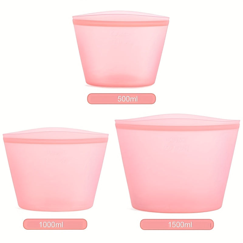 Reusable Silicone Food Storage Bags - Leakproof, Fresh-Keeping Ziplock Containers for Fridge & Freezer | 17.6oz, 35.2oz, 52.8oz | Ideal for Snacks, Fruits, and Vegetables